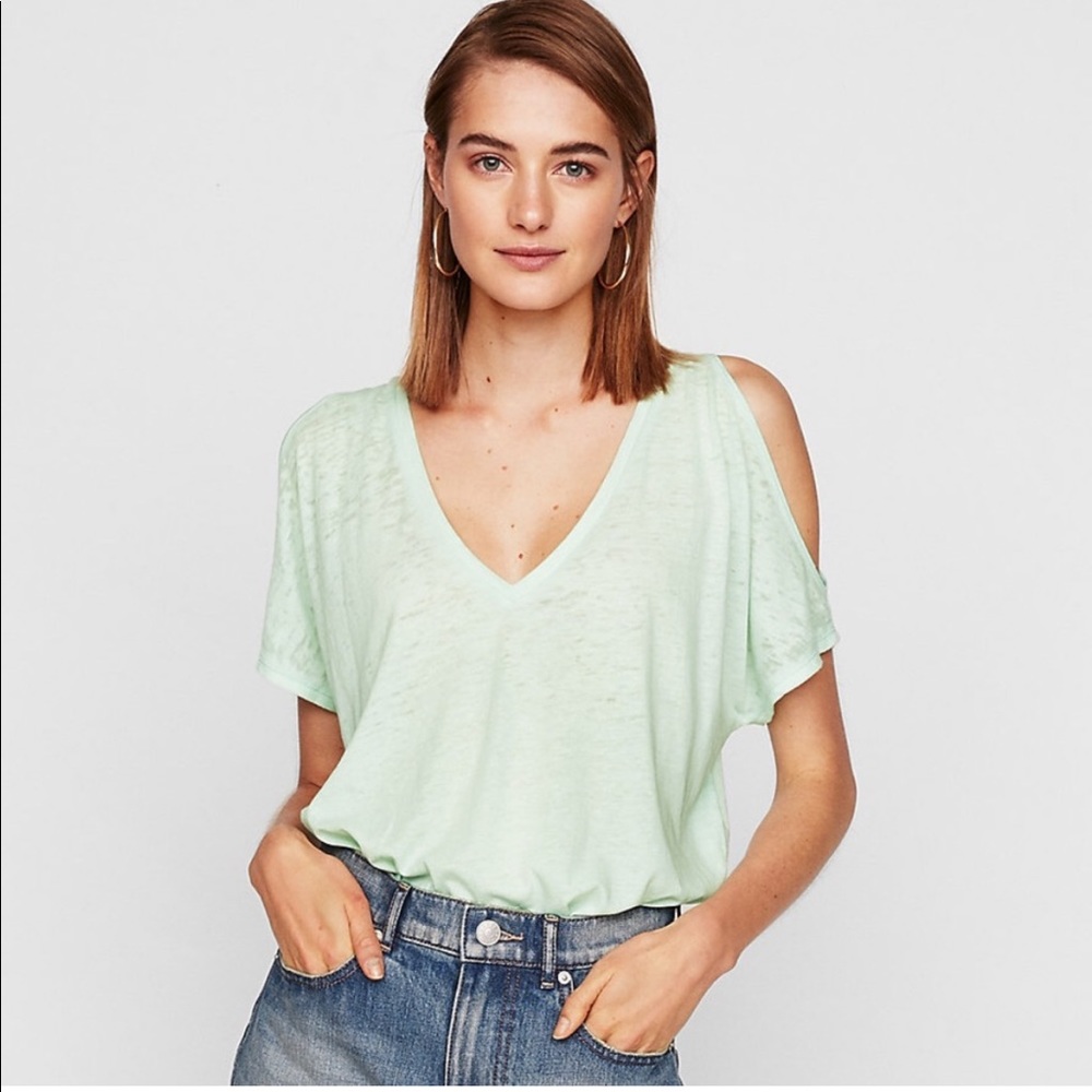 Express One Eleven Cold Shoulder Tee Mint
